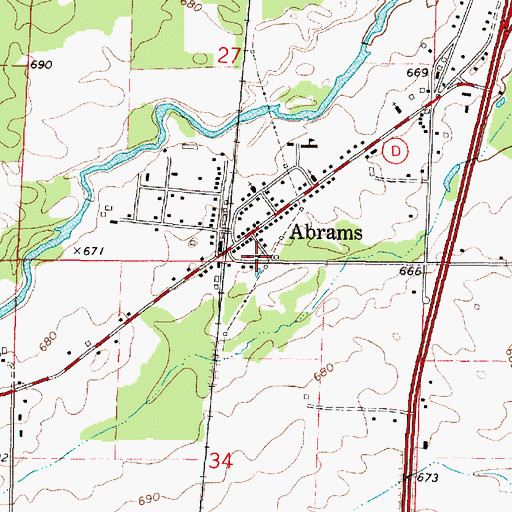 Topographic Map of Abrams Fire Department, WI