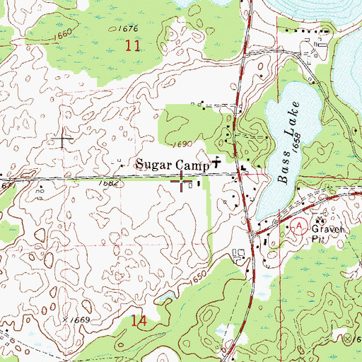 Topographic Map of Sugar Camp Volunteer Fire Department, WI