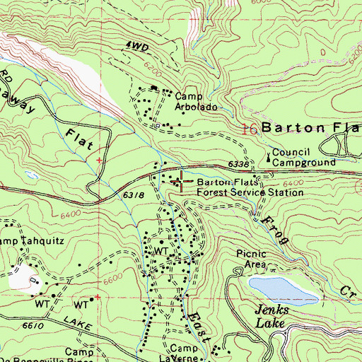 Topographic Map of Barton Flats Forest Service Station, CA