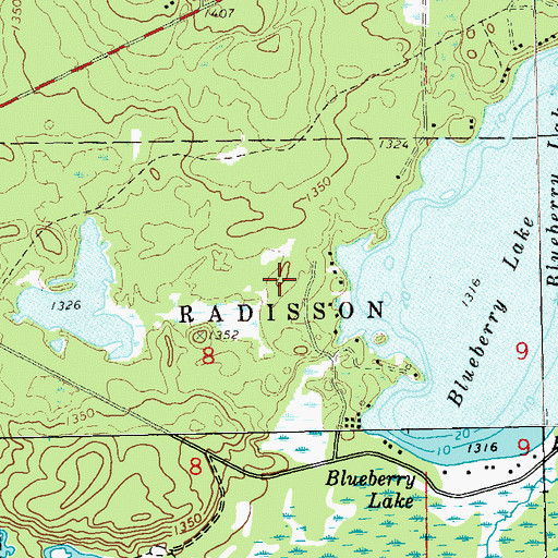 Topographic Map of Blueberry Lake Fire Station 13 and Boat Rescue, WI