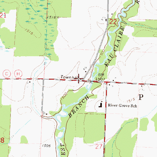 Topographic Map of Peck Fire Department, WI