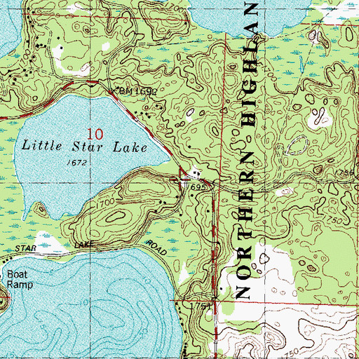Topographic Map of Plum Lake Township Volunteer Fire Department Station 2, WI