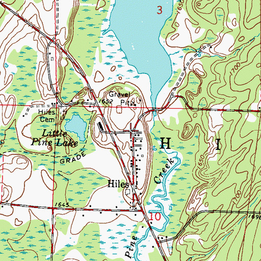Topographic Map of Hiles Volunteer Fire Station, WI