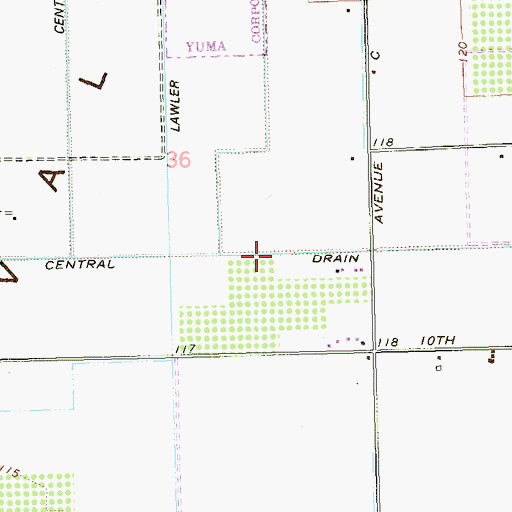 Topographic Map of Central Drain, AZ