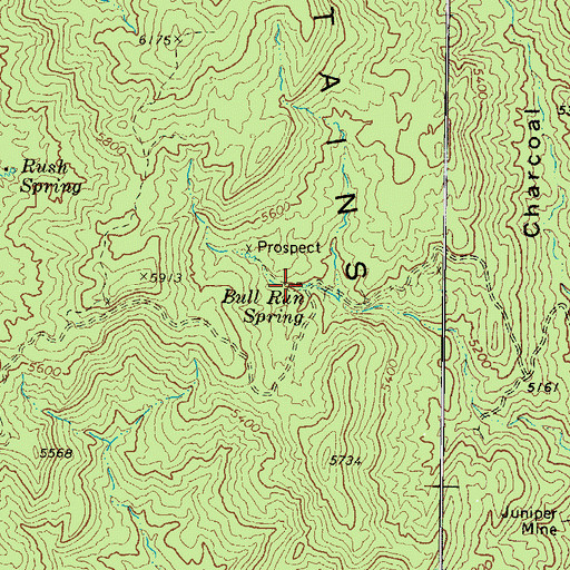 Topographic Map of Bull Run Spring, AZ