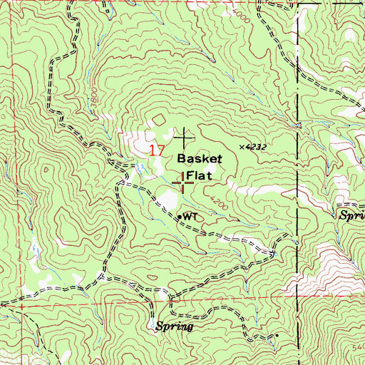 Topographic Map of Basket Flat, CA