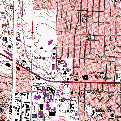Topographic Map of University of New Mexico Psychiatric Center, NM