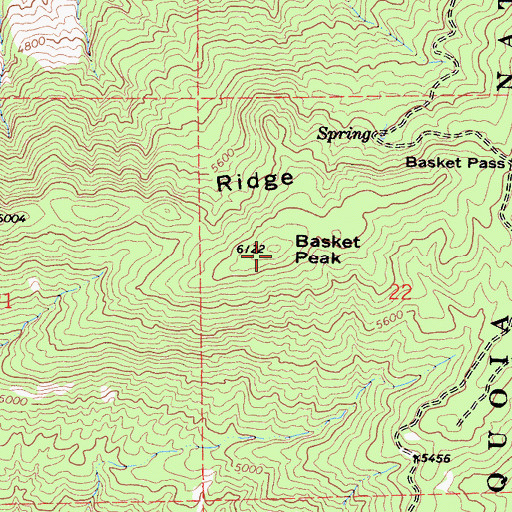 Topographic Map of Basket Peak, CA