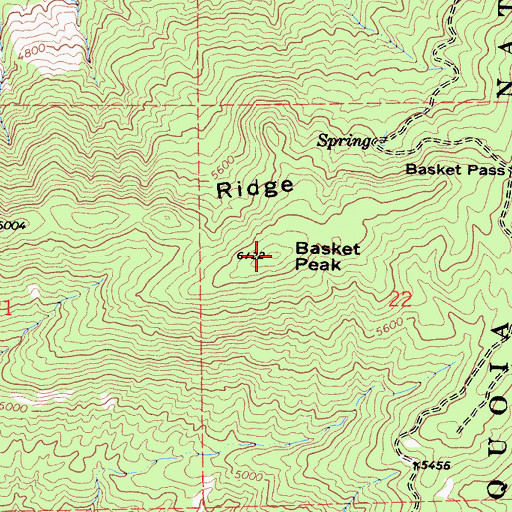 Topographic Map of Basket Ridge, CA
