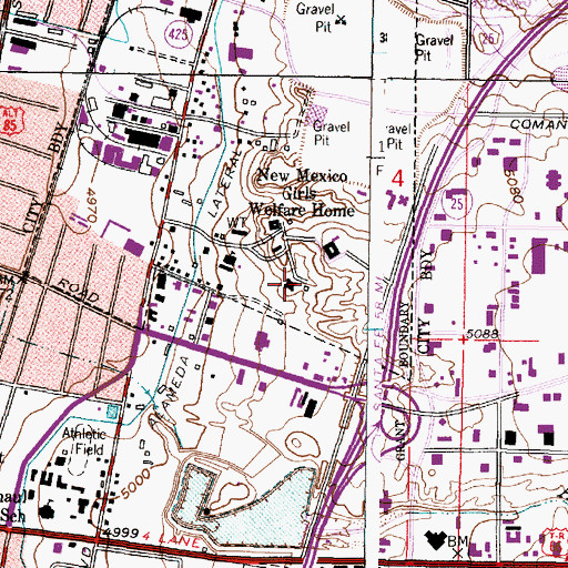 Topographic Map of Sequoyah Adolescent Treatment Center, NM