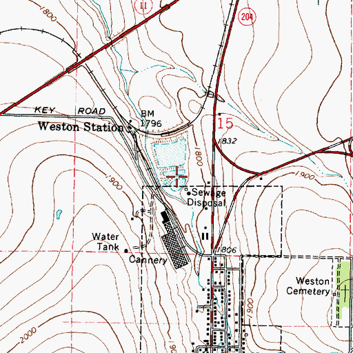 Topographic Map of Weston Wastewater Treatment Plant, OR