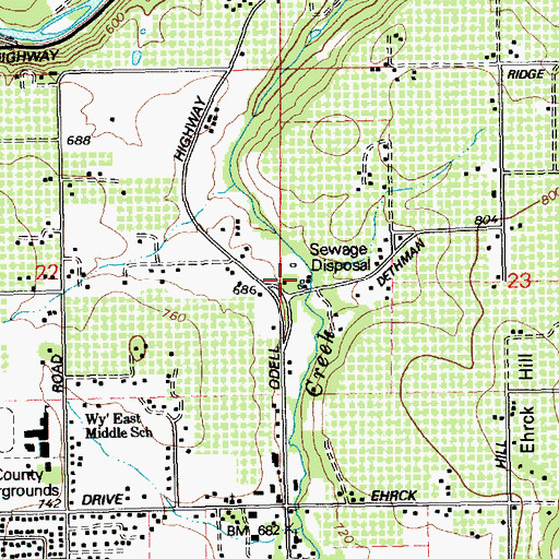Topographic Map of Odell Sanitary District, OR
