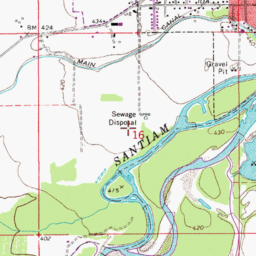Topographic Map of Stayton Sewage Treatment Plant, OR