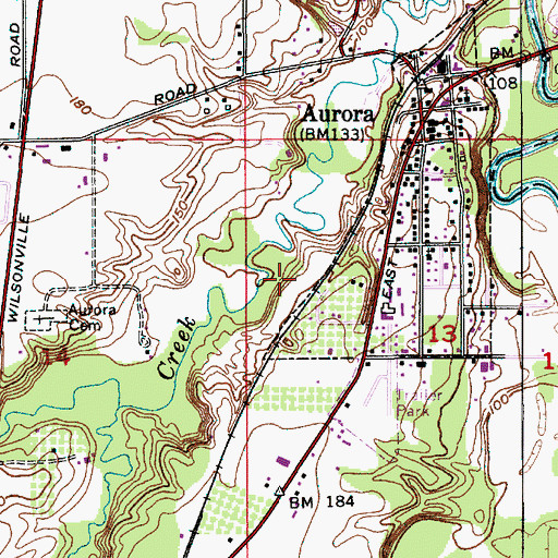 Topographic Map of Aurora Sewage Treatment Plant, OR
