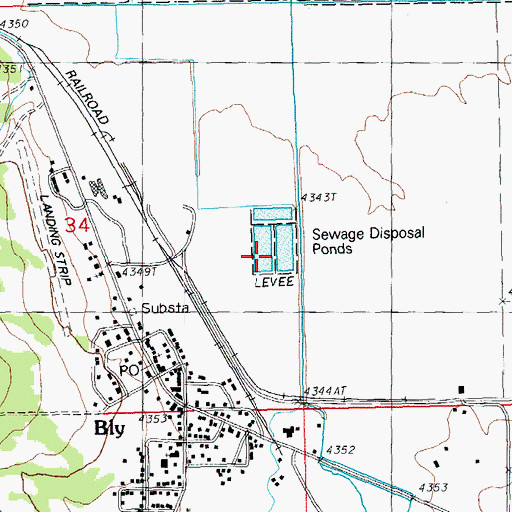 Topographic Map of Bly Sanitary District Treatment Lagoons, OR
