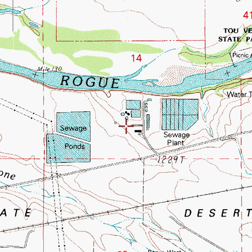Topographic Map of Medford Regional Water Reclamation Facility, OR