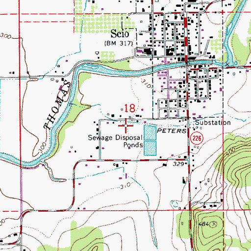 Topographic Map of Scio Sewage Treatment Facility, OR