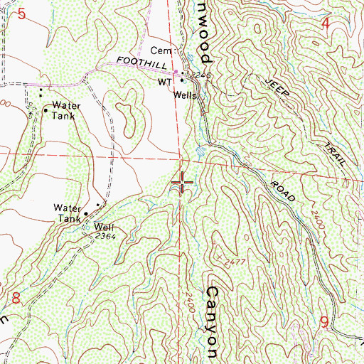 Topographic Map of Bates Canyon, CA