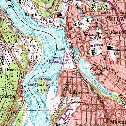 Topographic Map of Kellogg Creek Wastewater Treatment Plant, OR