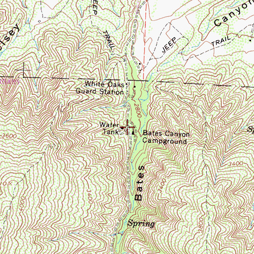 Topographic Map of Bates Canyon Campground, CA