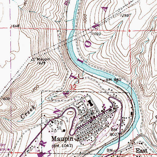Topographic Map of Maupin Wastewater Treatment Plant, OR