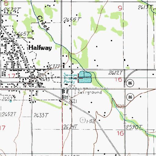 Topographic Map of Halfway Sewage Treatment Lagoons, OR