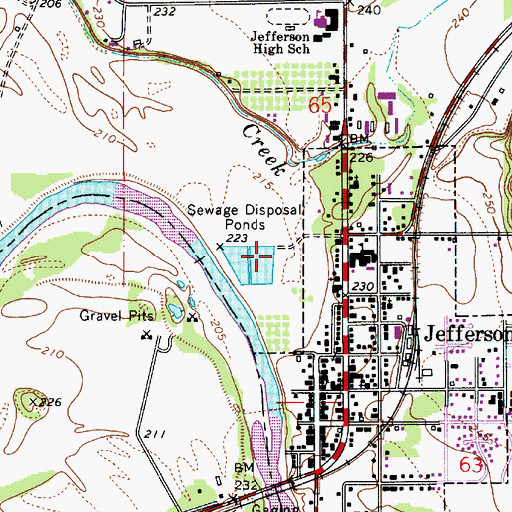 Topographic Map of Jefferson Wastewater Treatment Plant, OR