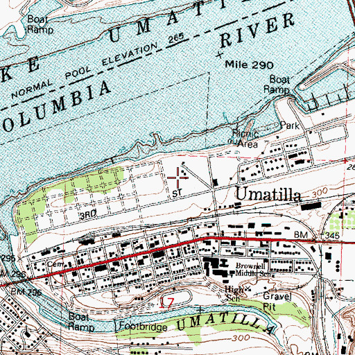 Topographic Map of Umatilla Wastewater Treatment Facility, OR