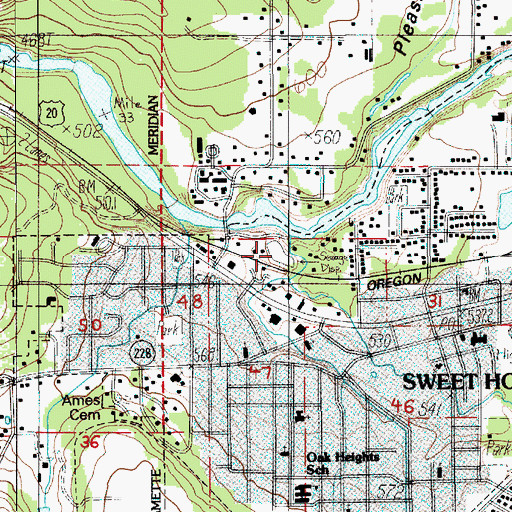 Topographic Map of Sweet Home Wastewater Treatment Plant, OR