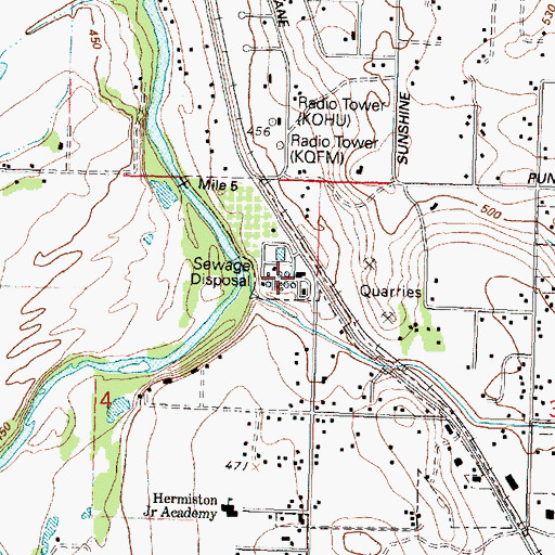 Topographic Map of Hermiston Wastewater Treatment Plant, OR