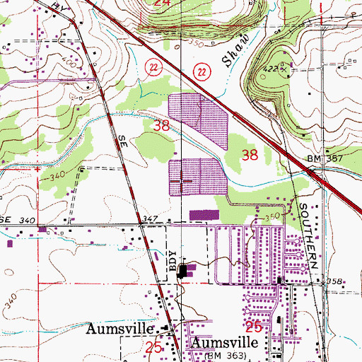 Topographic Map of Aumsville Sewage Treatment Plant, OR
