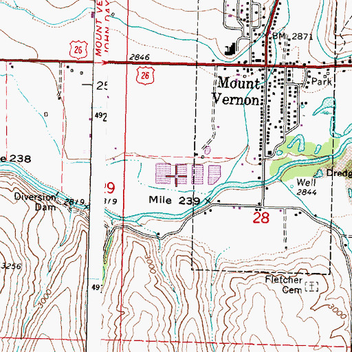 Topographic Map of Mount Vernon Sewage Treatment Lagoons, OR