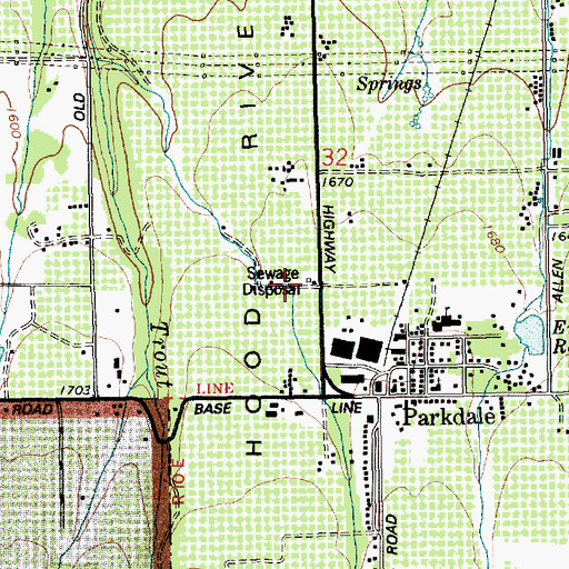 Topographic Map of Parkdale Sewer Treatment Plant, OR
