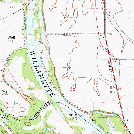 Topographic Map of Harrisburg Lagoon Treatment Plant, OR