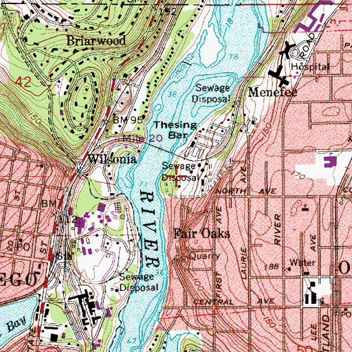 Topographic Map of Oak Lodge Sanitary District, OR