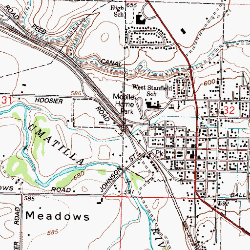 Topographic Map of Stanfield Wastewater Treatment Facility, OR