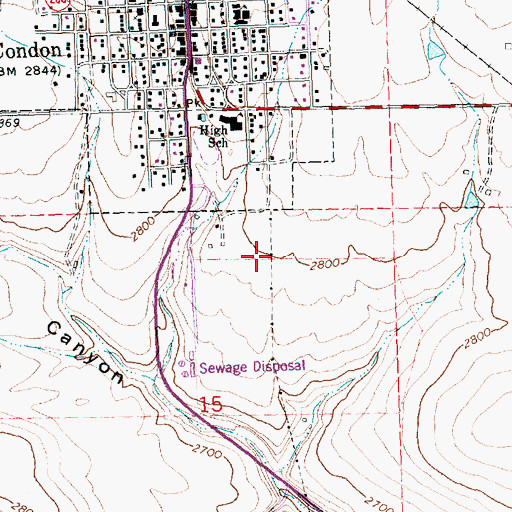 Topographic Map of Condon Sewer Treatment Plant, OR