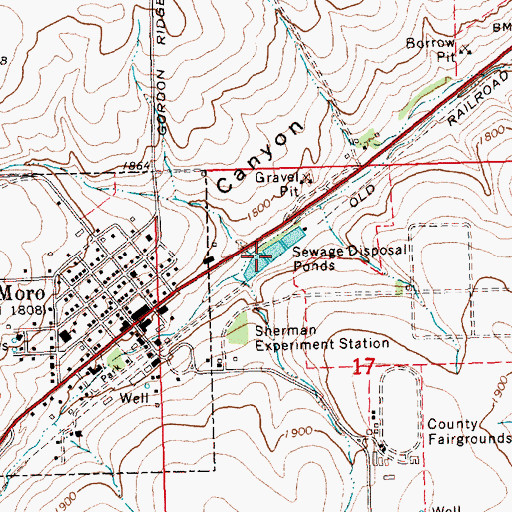 Topographic Map of Moro Sewage Lagoon, OR