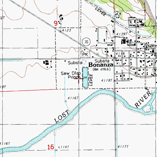 Topographic Map of Town of Bonanza Sewage Treatment Lagoons, OR
