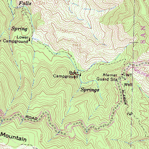 Topographic Map of Bear Campground, CA