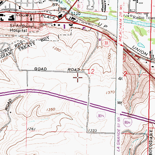 Topographic Map of Pendleton Water Treatment Facility, OR