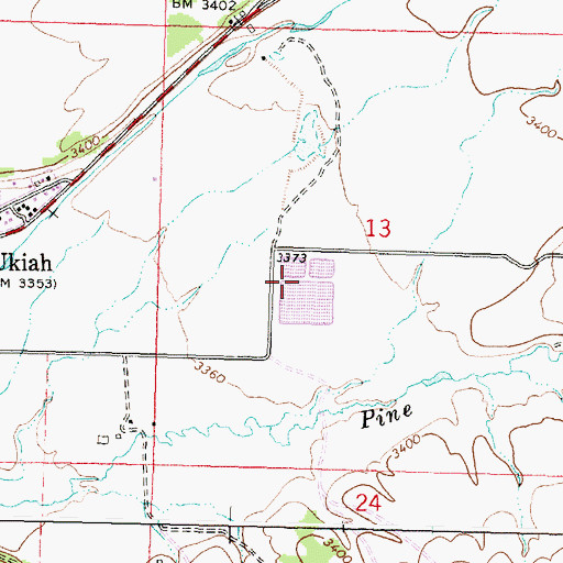 Topographic Map of Ukiah Wastewater Treatment Facility, OR