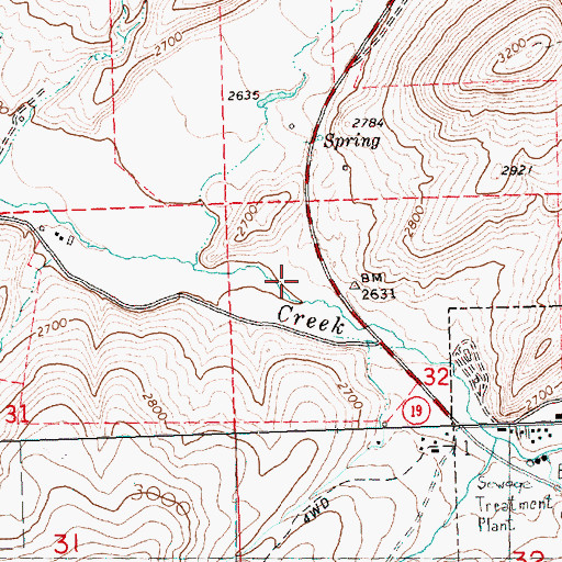 Topographic Map of Fossil Sewage Treatment Plant, OR