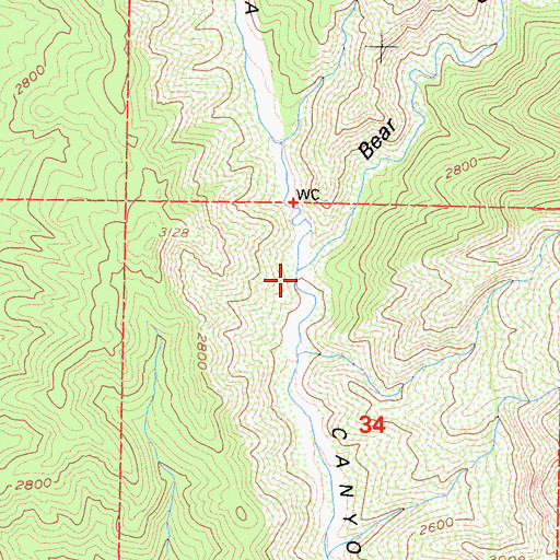 Topographic Map of Bear Canyon, CA