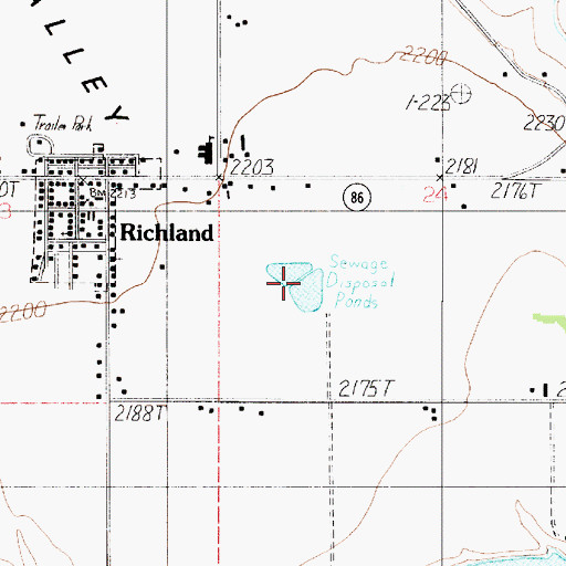 Topographic Map of Richland Wastewater Treatment Ponds, OR