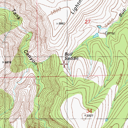 Topographic Map of Bull Saddle, AZ