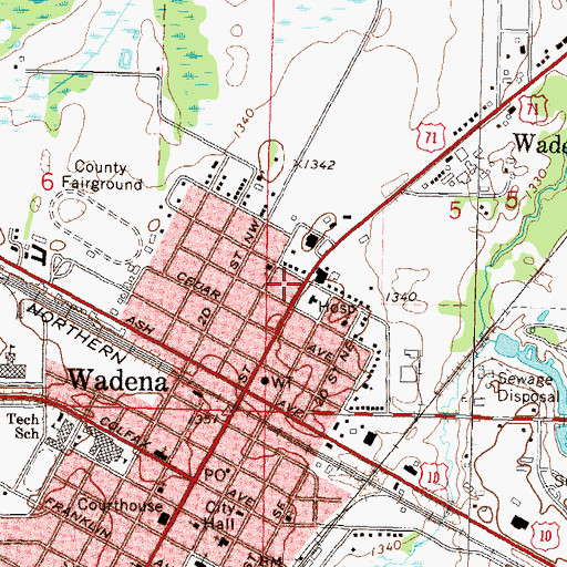 Topographic Map of Tri - County Hospital, MN