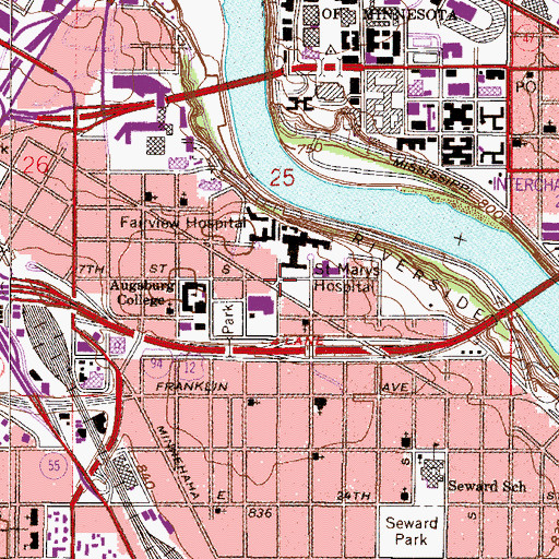 Topographic Map of University of Minnesota Masonic Children's Hospital, MN