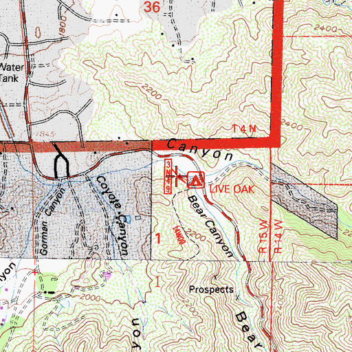 Topographic Map of Bear Canyon, CA