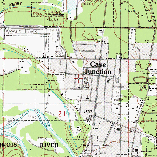 Topographic Map of Department of Motor Vehicles Cave Junction, OR